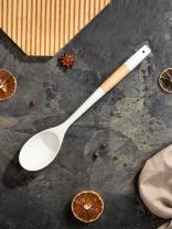 Ложка поварская для кухни, бамбук, силикон, навеска, белая, Daniks, Skandi, WFCFA-0037-4