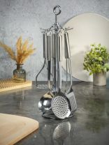 Набор кухонных принадлежностей 7 предметов, нержавеющая сталь, на подставке, навеска, Y4-8375