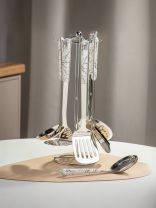 Набор кухонных принадлежностей 7 предметов, сталь, на подставке, навеска, белый, Daniks, Y4-95, ручка пластик