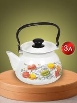 Чайник сталь, эмалированное покрытие, 3 л, с декором, ручка металлическая, Керченский металлургический завод, Цветное печенье, белый, 42104-122/6-У4