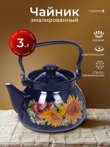 Чайник сталь, эмалированное покрытие, 3 л, ручка металлическая, Керченский металлургический завод, Бостон, в ассортименте, 42115-123/6
