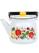 Чайник сталь, эмалированное покрытие, 2.3 л, с пластиковой кнопкой, ручка металлическая, Сибирские товары, Каприче, белый, С2714.3*118