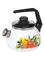 Чайник сталь, эмалированное покрытие, 2 л, со свистком, ручка консольная, СтальЭмаль, Европейская кухня, индукция, 4с210я