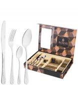 Набор столовых приборов нержавеющая сталь, 24 предмета, столовый, подарочная упаковка, Agness, 942-046