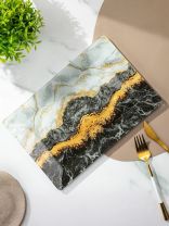 Тарелка десертная сервировочная, стекло, 20х30 см, прямоугольная, Флюид, Daniks