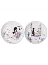 Набор тарелок закусочный, фарфор, 2 шт, 20.5 см, круглый, Лавандовые коты, Lefard, 425-167