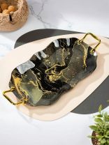 Блюдо стекло, 22х34 см, черное, Флюид, Daniks, S320435H