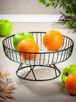 Ваза для фруктов, металл, на ножке, 27х13х17.5 см, Y4-8034, черная