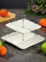 Ваза для фруктов, 2 яруса, керамика, 20х25 см, Y4-6551, белая