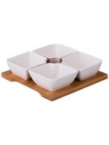 Менажница фарфор, 17х17 см, 4 секции, на подставке, высота 5 см, 359-376