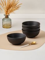 Набор салатников керамика, круглый, 4 шт, 11.5х7 см, Крафт, Daniks, Y4-8360, черный