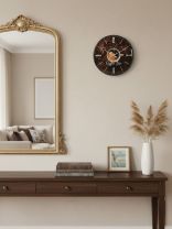 Часы настенные, кварцевые, 25 см, основание темно-коричневое, круглые, Рубин, Кофе, 2526-103