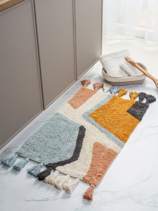 Коврик для ванной, 0.5х0.8 м, 100% хлопок, с кисточками, многоцветный, Silvano, Лиона