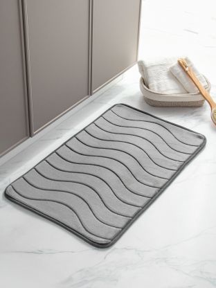 Коврик для ванной, 0.5х0.8 м, велюр, с тиснением, серый, Y4-9966