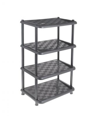 Полка для обуви, пластик, 4 секции, 49.7х30.7х80.7 см, металлик/графит, Idea, М2711