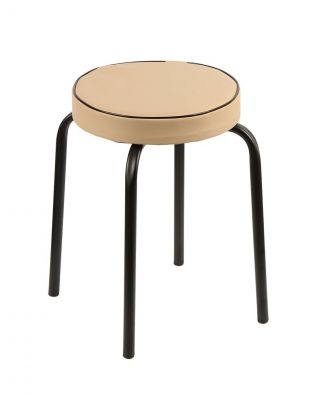 Табурет 360х360х475 мм, песочный/черный матовый, сиденье круглое, экокожа, Пуф