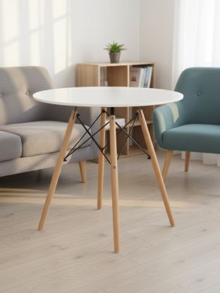 Стол обеденный 73х80 см, МДФ, белый, Фэшн, YTST-001d80-wht