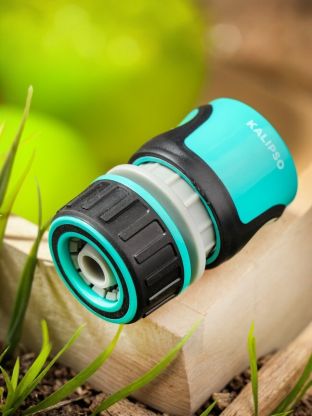 Коннектор для шланга 1/2'', быстросъемный, автостоп, пластик, аквастоп, Kalipso, DY8011GL