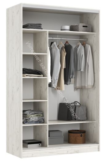 Шкаф-купе Тринити 4 (1,35 м) Дуб крафт белый