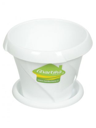 Горшок для цветов пластик, 0.3 л, 10х7.6 см, белый, Martika, Флориана, С383БЕЛ