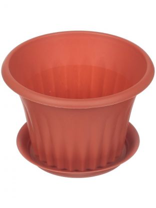 Горшок для цветов пластик, 1 л, 16х11 см, терракотовый, Idea, Кэрол, М 3155
