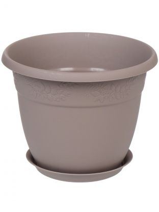 Горшок для цветов пластик, 1.4 л, 16х12.5 см, французский серый, Idea, Рябина, М 3053
