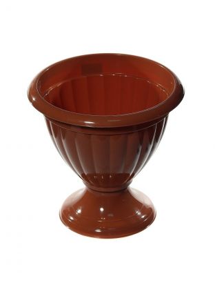 Вазон для цветов пластик, 9 л, 32.5х33.7 см, на низкой ножке, коричневый, Альтернатива, Жасмин, М1560