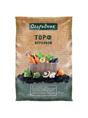 Грунт Торф верховой, 9 л, Огородник