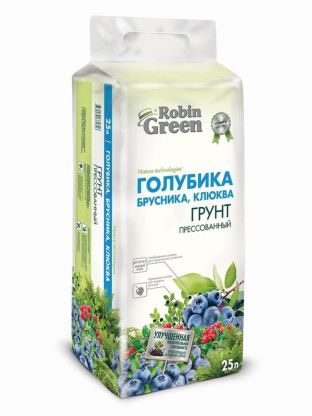 Грунт для голубики, брусники и клюквы, прессованный, 25 л, Robin Green