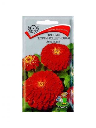 Семена Цветы, Цинния, Алое пламя, 0.4 г, георгиноцветковая, цветная упаковка, Поиск
