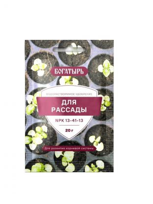 Удобрение Богатырь, для рассады, водорастворимое, 20 г, Лама Торф