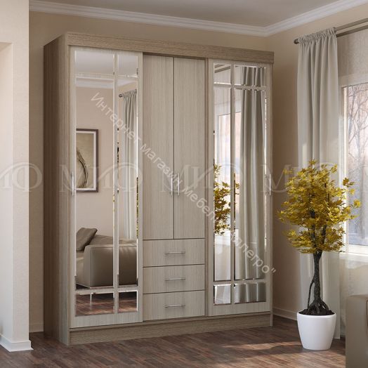 Шкаф-купе Маэстро (1,70 м) Ясень шимо тёмный/Ясень шимо светлый