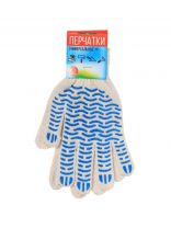 Перчатки х/б, ПВХ покрытие, волна, универсальный размер, 7.5 класс вязки, 4 нити, белая основа, европодвес