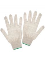 Перчатки х/б, без покрытия, без рисунка, 7.5 класс вязки, 3 нити, белая основа, Эконом