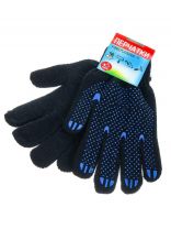 Перчатки х/б, ПВХ покрытие, точка, черная основа, Премиум, европодвес