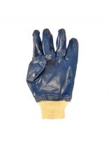 Перчатки маслобензостойкие, х/б, нитриловый облив, без рисунка, синяя основа, манжет-резинка