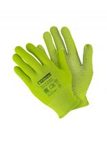 Перчатки полиэстер, точка, размер 9 (L), цвет в ассортименте, ПВХ-точка, Fiberon, европодвес