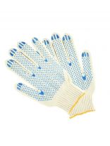 Перчатки х/б, ПВХ покрытие, точка, 7.5 класс вязки, 4 нити, белая основа, утолщенные