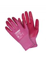 Перчатки полиэстер, нитриловый облив, без рисунка, размер 8 (M), цвет в ассортименте, Fiberon, европодвес