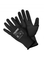 Перчатки полиэстер, без рисунка, размер 8 (M), черная основа, Fiberon, европодвес