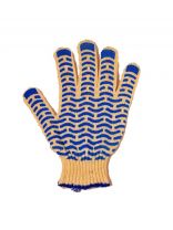 Перчатки х/б, ПВХ покрытие, волна, 7.5 класс вязки, 3 нити, белая основа, Стандарт