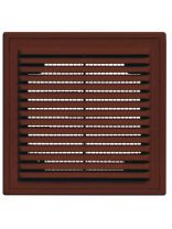 Решетка вентиляционная пластик, разъемная, 210х210 мм, с сеткой, коричневая, Viento, 2121ВР