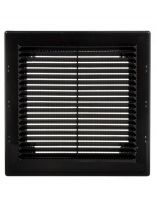 Решетка вентиляционная пластик, вытяжная, 150х150 мм, с сеткой, черная, Viento