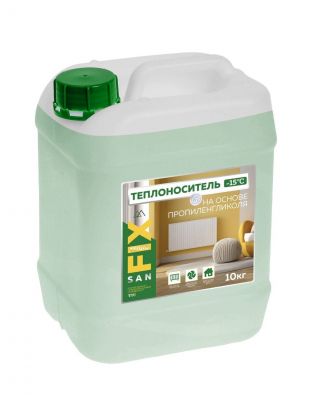 Теплоноситель для систем отопления, пропиленгликоль, 10 кг, не горюч, -15, Sanfix