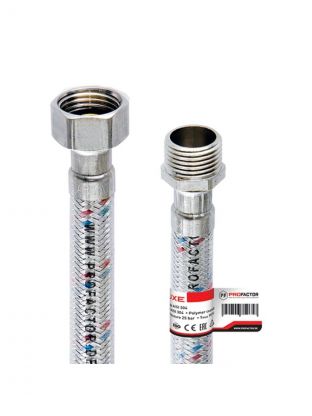 Подводка для воды 1/2"х1 м, г-ш, сталь, полимер, ProFactor
