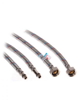 Подводка для воды М10-1/2"х1.2 м, пара, латунь, AquaLine