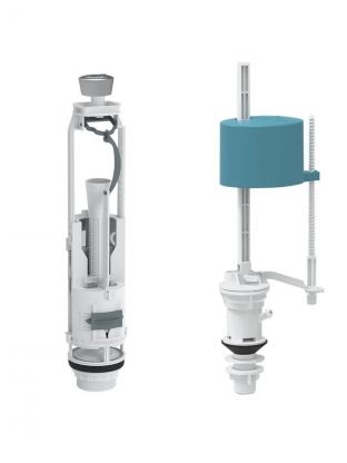 Арматура для бачка унитаза нижняя, 1/2", пластик, двухрежимная, кнопочная, хром, Orio, АНС-1112Х