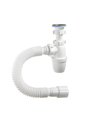Сифон для мойки, 1" 1/4, 40х40/50, полипропилен, с выпуском, с гофрой, Orio, А-3202