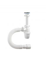 Сифон для мойки, 650 мм, 1" 1/4, 40х40/50, полипропилен, с выпуском, удлиненный, с гофрой, Orio, А-32059