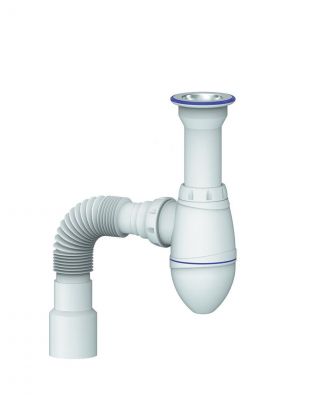 Сифон для мойки, 1" 1/2, 40х40/50, полипропилен, с выпуском, с гофрой, Unicorn, А120